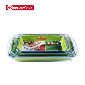 Ensemble de 3 plateaux de cuisson en verre borosilicaté résistant à la chaleur